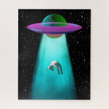 PUZZEL: Retro Alien UFO Ontvoering Legpuzzel