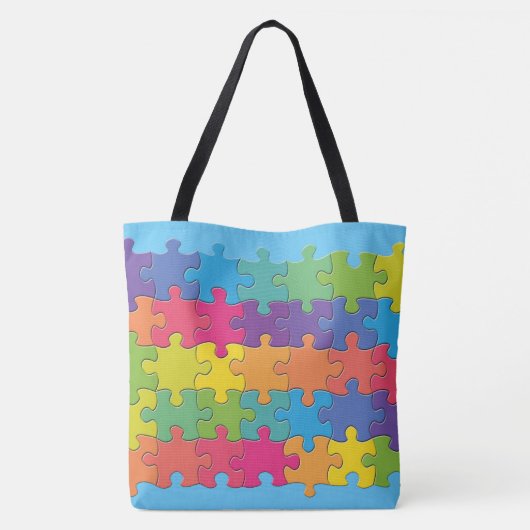 Puzzel Stukken Design Canvas tas (Achterkant)