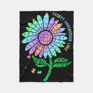 Puzzel Sunflower voor bewustzijn van geestelijke g Fleece Deken