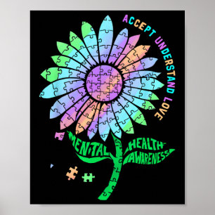 Puzzel Sunflower voor bewustzijn van geestelijke g Poster
