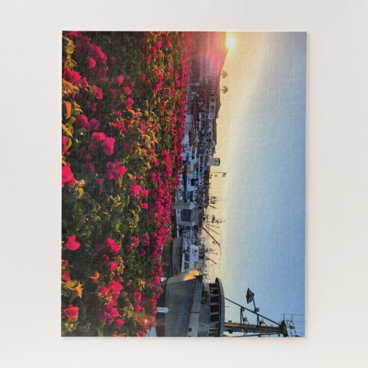 puzzel van vissersboten in een haven legpuzzel (Verticaal)