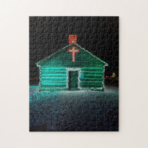 Puzzel - Versierd met Lichten & Kruis - Kerstmis