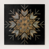 Puzzel Walnut met geëtst staal en sneeuwvlok frame (Horizontaal)