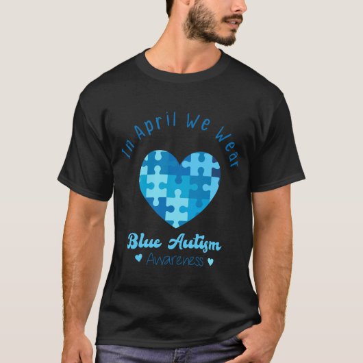 puzzelhart in april Draag blauwe autisme autistisc T-shirt (Voorkant)