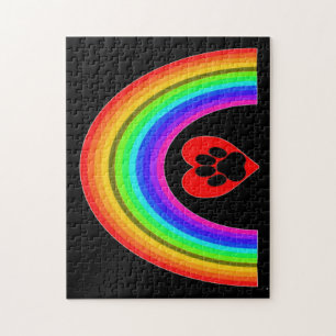 puzzelhart met zwijn onder een regenboog legpuzzel