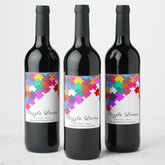 Puzzelliefhebbers Elegant Ontwerp Eigen Wijnlabels Wijn Etiket
