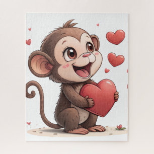 Puzzels Aap Rode Harten Fijne Valentijnsdag