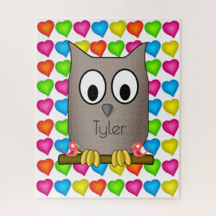 Puzzels Colored Hearts Owl Bird