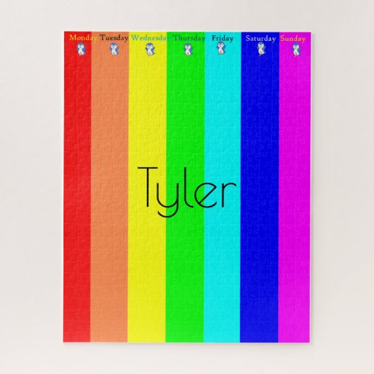 Puzzels Colour Stripe Penguin Week dagen (Verticaal)