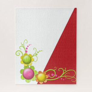 Puzzels Floral Red driehoek