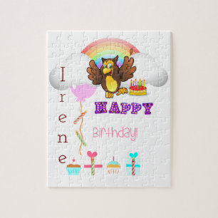 Puzzels Gelukkige Verjaardag Uil Cupcake