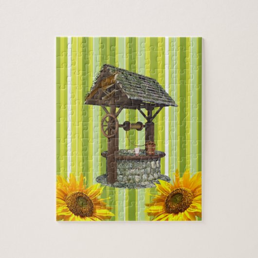 Puzzels Green Yellow White Stripe, Sunflower Birds (Verticaal)