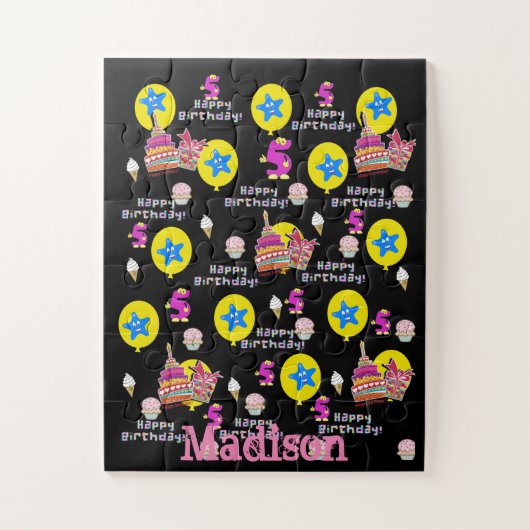 Puzzels, Happy 5th Birthday, #5 Black Legpuzzel (Verticaal)