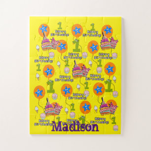 Puzzels, Happy First Birthday, #1 Birthday Yellow Legpuzzel