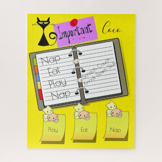 Puzzels kattenkattenbakken eten nap Play Notes (Verticaal)
