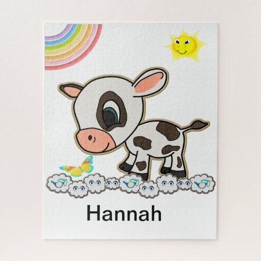 Puzzels Koe Regenboog Zon Vlinder Wolken (Verticaal)