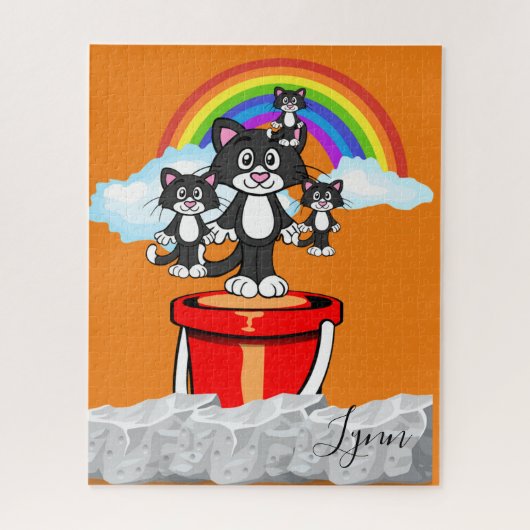 Puzzels Oranje katten Regenboog (Verticaal)