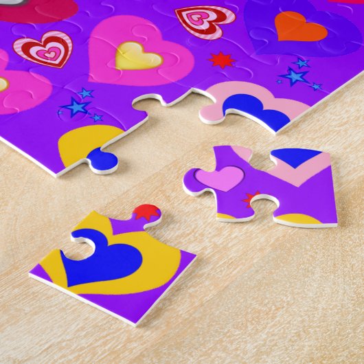 Puzzels Paarse kleurrijke harten (Zijkant)