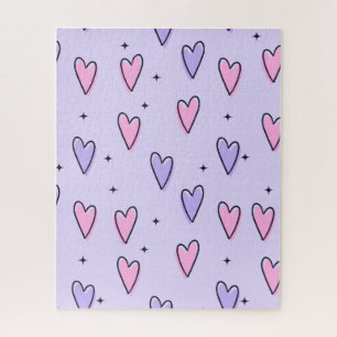Puzzels Paarse Roze Harten Fijne Valentijnsdag