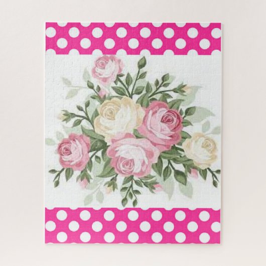 Puzzels Pink Polka dot, Flowers Floral (Verticaal)
