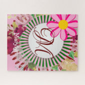 Puzzels Roze Bloemen Monogram (Horizontaal)