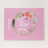 Puzzels Roze Floral Monogram (Horizontaal)
