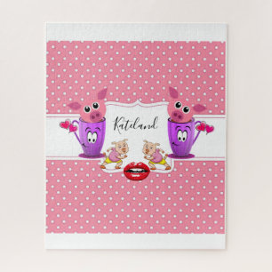Puzzels Roze pokadot Roze Varkens