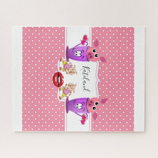 Puzzels Roze pokadot Roze Varkens (Horizontaal)