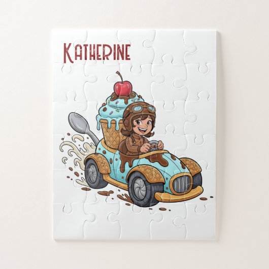 Puzzels Schattig Meisje dat Ijs Levert (Verticaal)