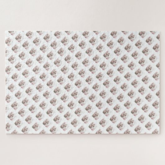 Puzzels Uitdagende Witte Bloemen Witte Kitty Cat (Horizontaal)