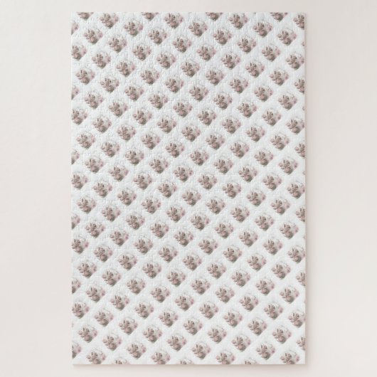 Puzzels Uitdagende Witte Bloemen Witte Kitty Cat (Verticaal)