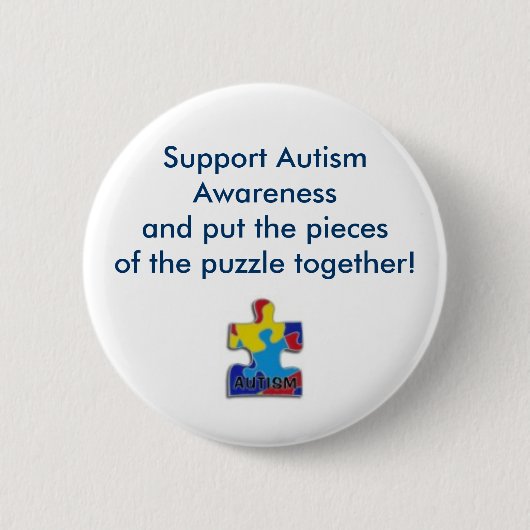 puzzelstuk, ondersteuning van Autisme Awarenessand Ronde Button 5,7 Cm (Voorkant)