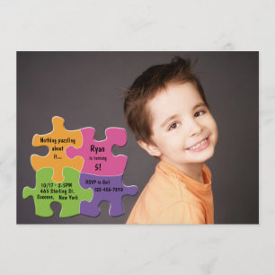 Puzzelstukfoto-uitnodiging Kaart