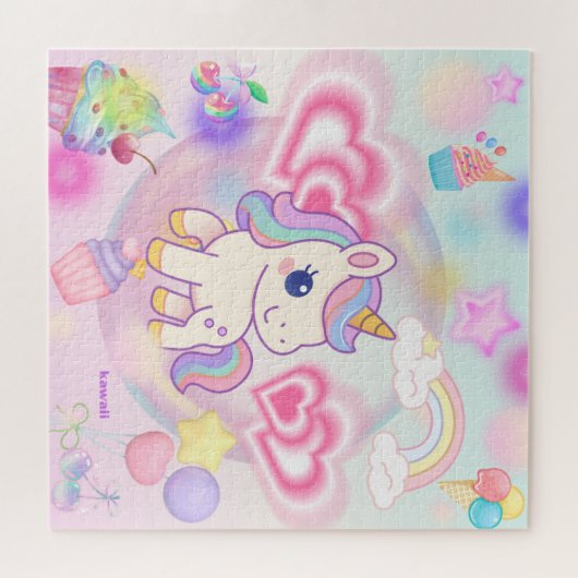 PUZZLE かわいいピンクのゆるふわユニコーン♡ (Horizontal)