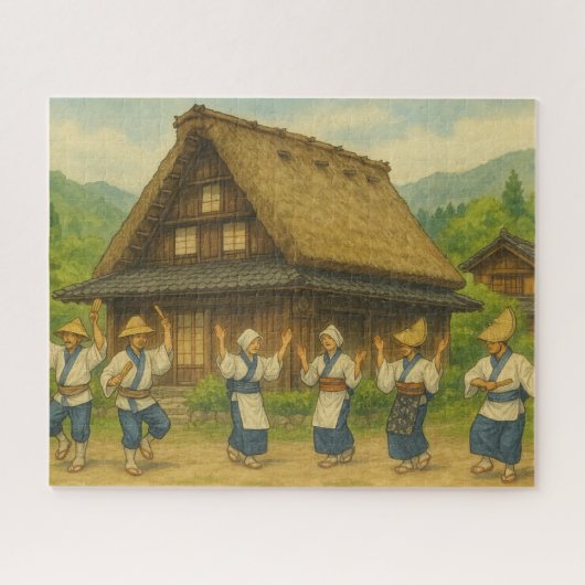 Puzzle こきりこ踊りと民家 / Kokiriko Dance and Thatched Houses (Horizontal)