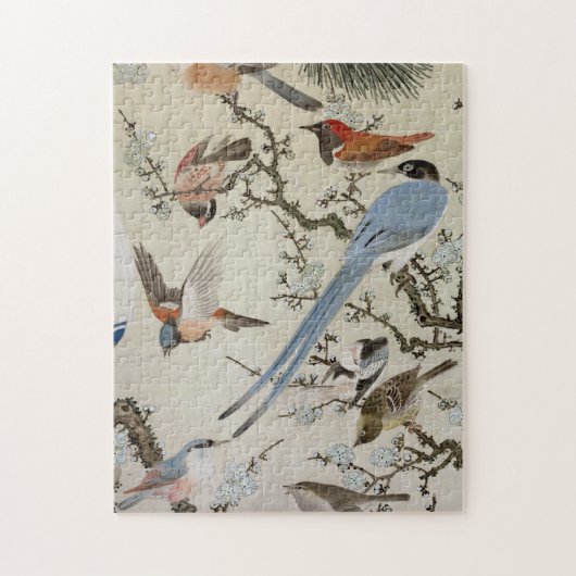 Puzzle 群鳥図, 中住道雲, oiseaux (détail), Doun (Vertical)