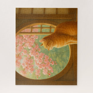 Puzzle 障子ごしに桜を見つめる猫/Cat Gazing at Cherry Blossoms through