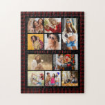 Puzzle 10 Photo Modern Trendy Red Plaid Stylish Name<br><div class="desc">10 Photo Modern Trendy Red Plaid Stylish Name Name Jigsaw Puzzle features ten of your favorite pictures for an easy and quick DIY add your own photo collage. Personalize with your name and surrounded with a red plaid pattern. Makes a perfect gift for Christmas, birthdays, Mother's Day, sisters, best friends...</div>