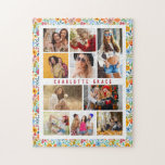 Puzzle 10 Photo Moderne tendance Floral Nom élégant<br><div class="desc">10 Photo Moderne tendance Floral Stylish Name Jigsaw Puzzle dispose de dix de vos photos préférées pour un do-it-yourself facile et rapide ajouter votre propre collage photo. Personnalisez avec votre nom et entouré d'un motif fleuri coloré. Fait un cadeau parfait pour Noël, anniversaires, fête des mères, soeurs, meilleurs amis et...</div>