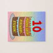 Puzzle 10e anniversaire : Fun Cake and Candles + Nom pers (Horizontal)