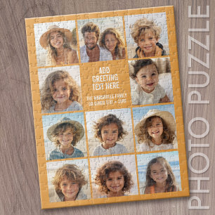 Puzzle 11 Collage de photos - Texte Moderne Orange Blanc