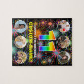 Puzzle 11e anniversaire : Arc en ciel amusant #, Nom pers (Horizontal)