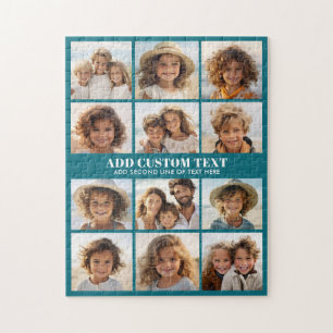 Puzzle 12 Collage de photos - Grille moderne bleue et bla