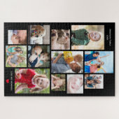 Puzzle 12 Photo Collage de mémoire de famille avec coeur  (Horizontal)