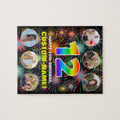 Puzzle 12e anniversaire : Arc en ciel amusant #, Nom pers (Horizontal)