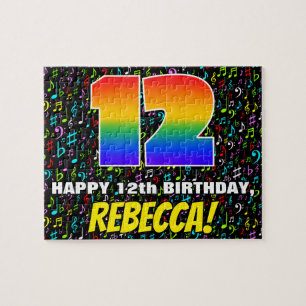 Puzzle 12th Birthday — Fun, Colorful Music Symbols & “12”