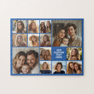 Puzzle 13 Grille de collage photo Fond bleu Texte blanc