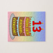 Puzzle 13e anniversaire : Gâteau et bougies amusants + No (Horizontal)