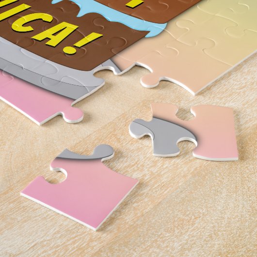 Puzzle 14e anniversaire : Fun Cake and Candles + Nom pers (Côté)