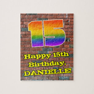 Puzzle 15e anniversaire : Arc-en-ciel amusant inspiré par